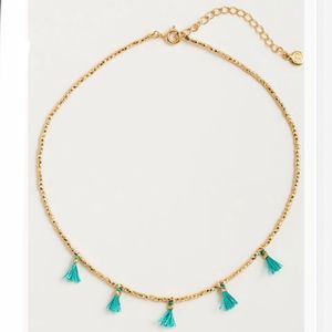 New GORJANA 18K Playa Beaded Teal Tassel Necklace